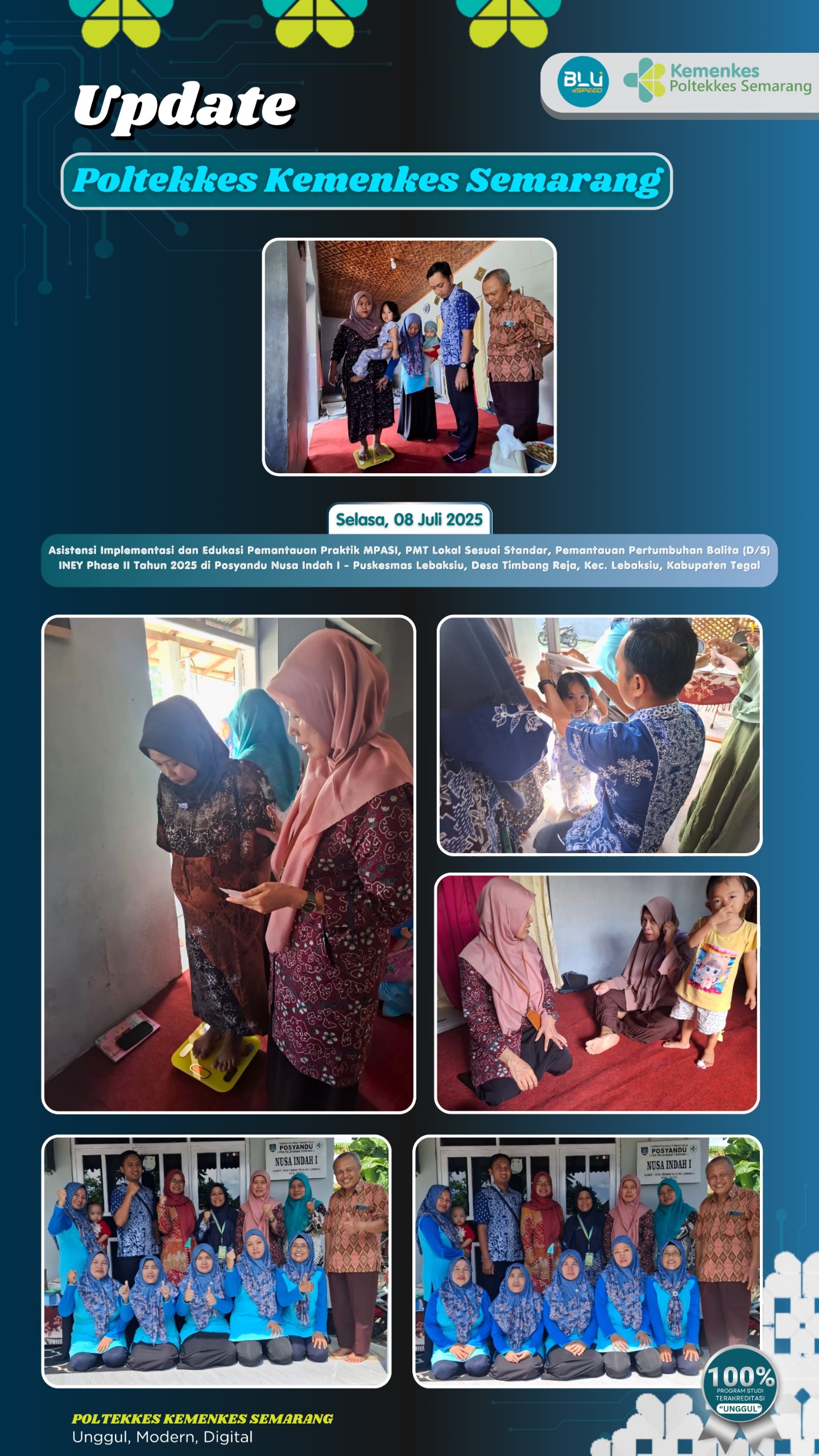 Asistensi Implementasi dan Edukasi Pemantauan Praktik MPASI, PMT Lokal dan Pertumbuhan Balita (D/S) INEY Phase II di Kabupaten Tegal